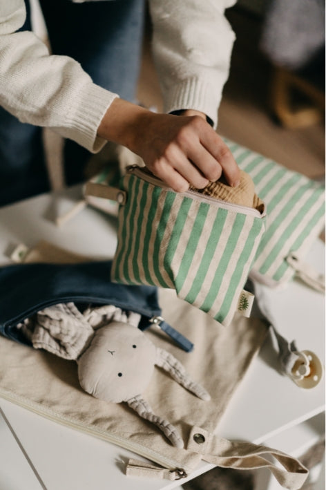 Small Pocket Tote - Striped Mint
