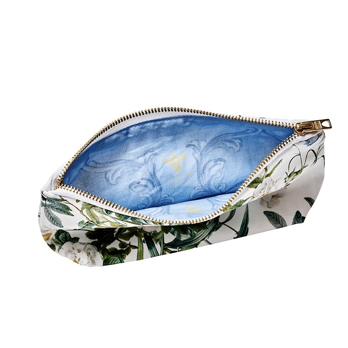 Blue Flower Garden Cosmetic Bag - Block Bottom