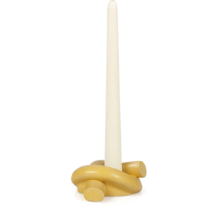 Aesthetic Style Knot Concrete Candle Holder - Mustard Yellow