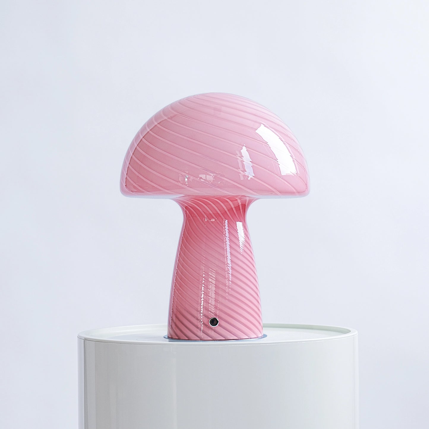 Large Glass Mushroom Lamp - Pink Close Top