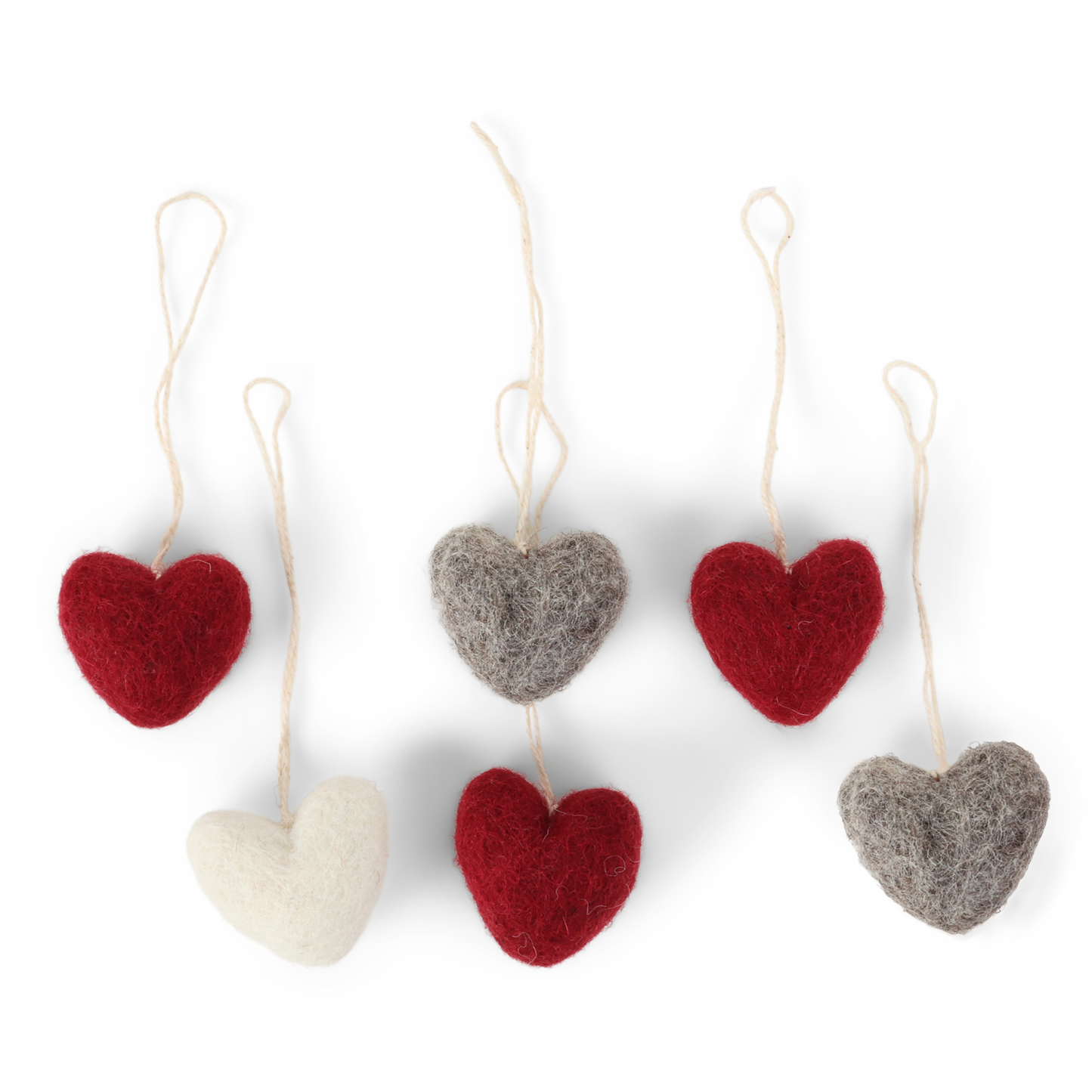 Felt Mini Hearts Ornament - Set of 6