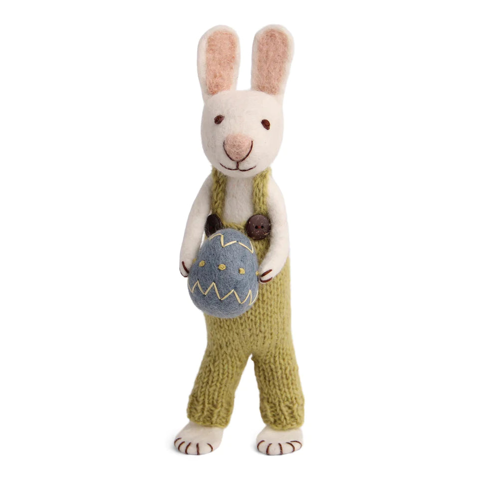 Felt Large White Bunny with Pants and Egg
