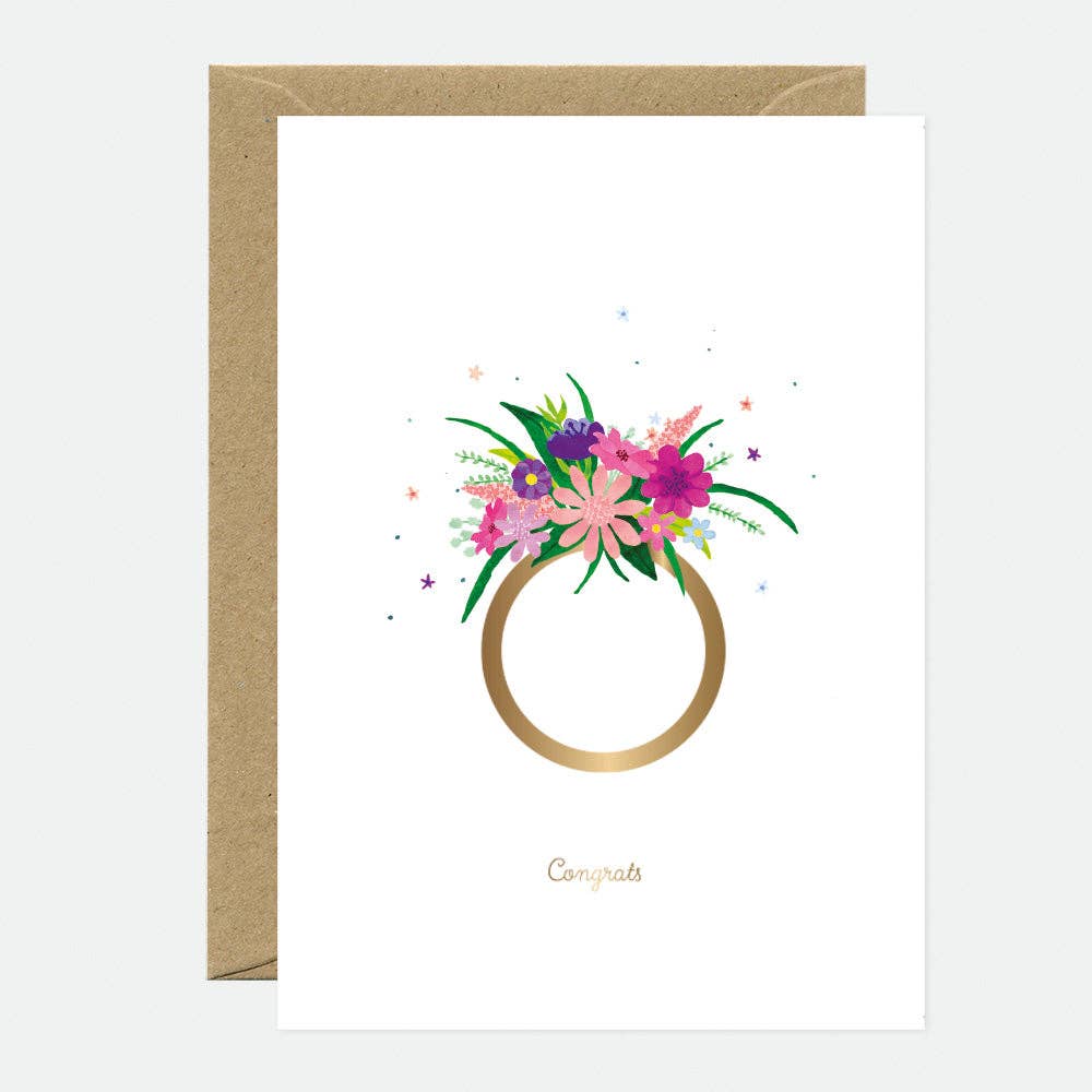 Greeting Cards - Gold Flower Ring