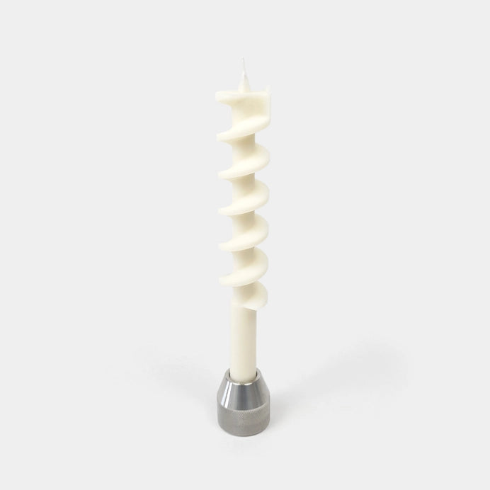 Auger Drill Bit Candle - White