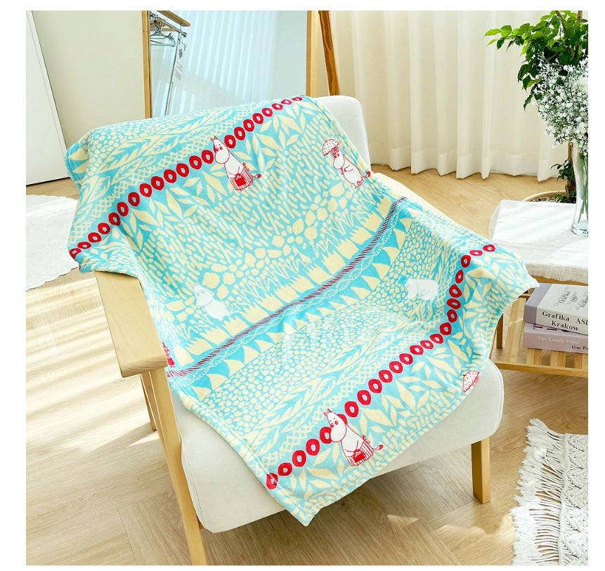 Moomin Pattern Warm Cozy Throw Blanket - Moomin Field