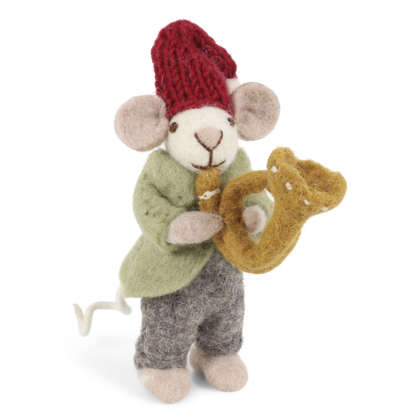 Felt Orchestra Mouse with Trumpet Ornament