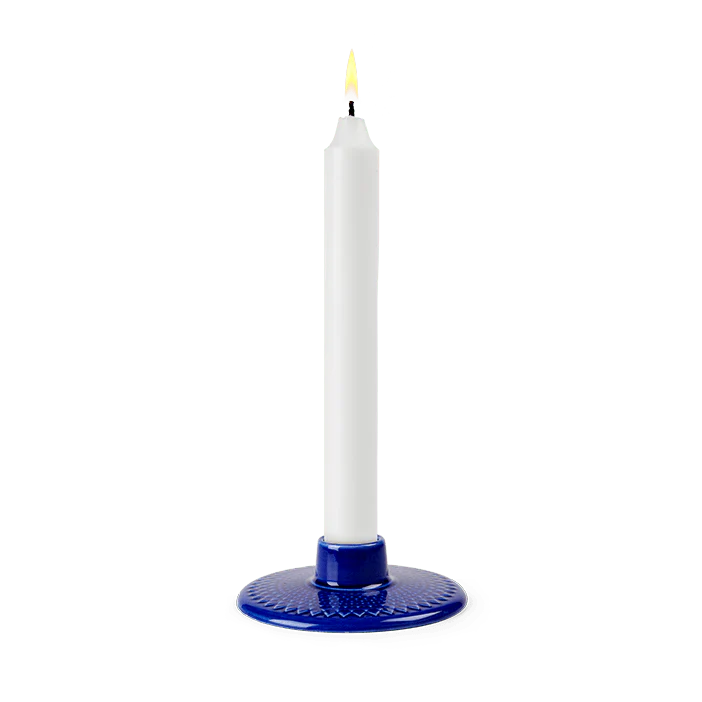 Lyngby Porcelain Rhombe Color Candleholder - Dark Blue