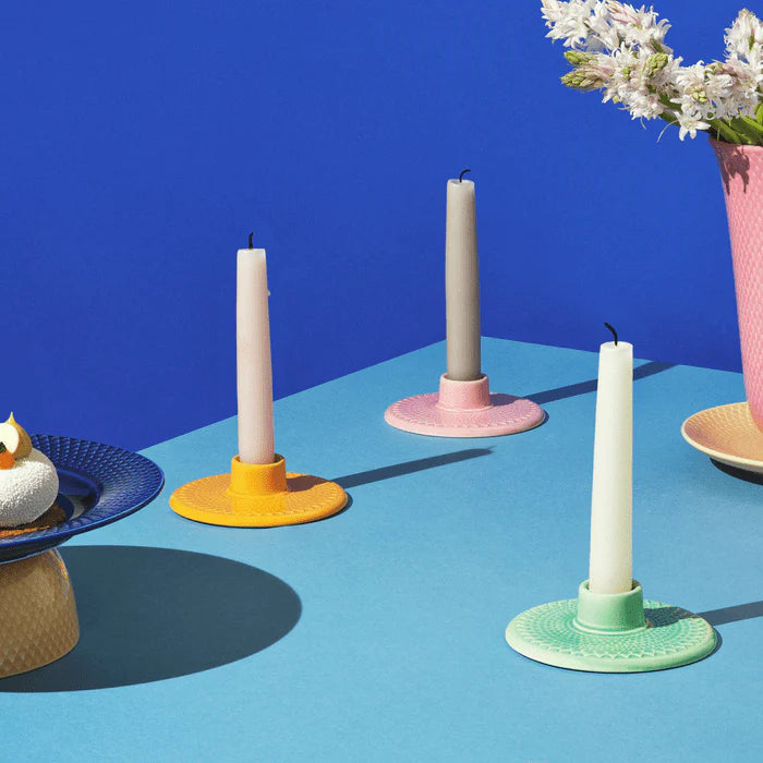 Lyngby Porcelain Rhombe Color Candleholder - Green