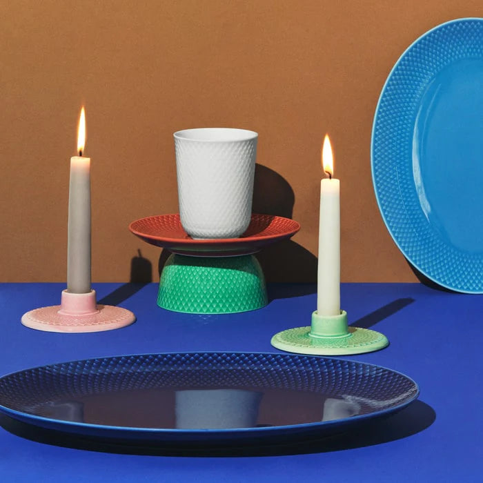 Lyngby Porcelain Rhombe Color Candleholder - Green