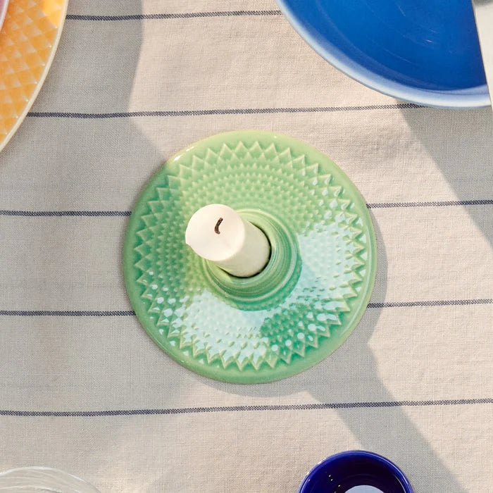 Lyngby Porcelain Rhombe Color Candleholder - Green