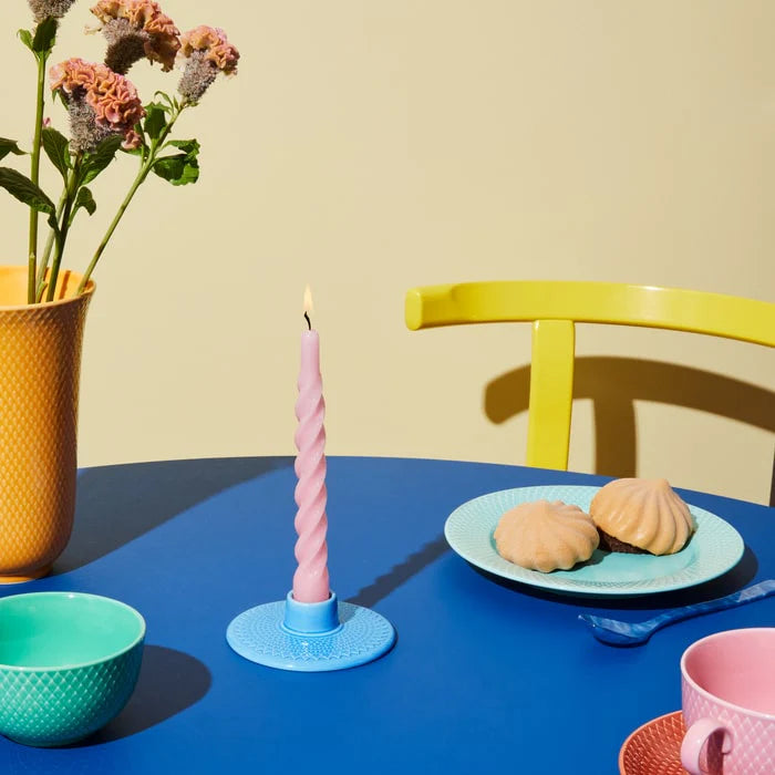 Lyngby Porcelain Rhombe Color Candleholder - Blue