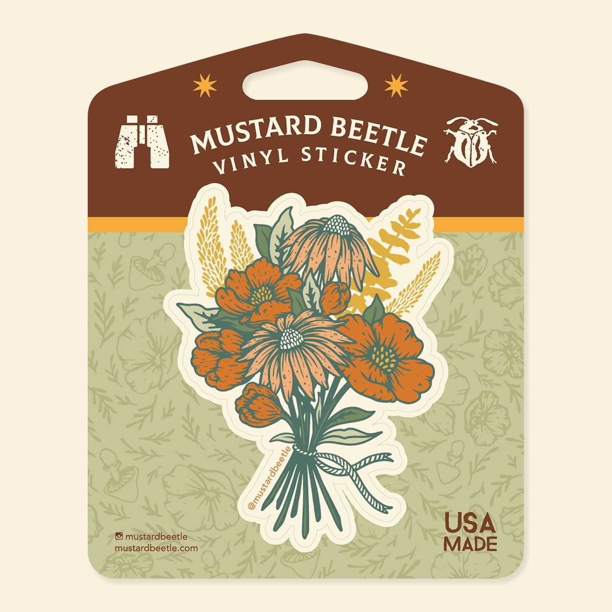 California Poppies & Dried Flowers Bouquet Vinyl Sticker
