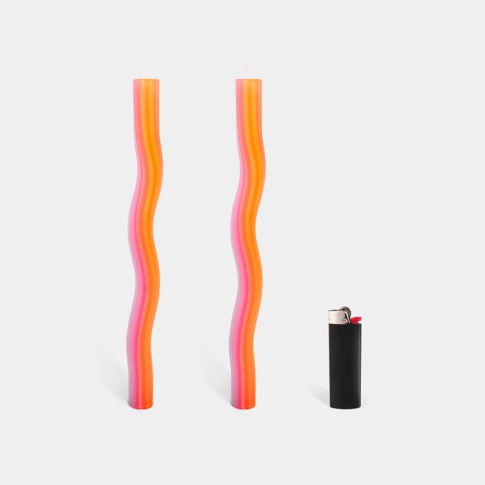 Wiggle Candle Sticks by Lex Pott - Pink Orange (2 Pack)