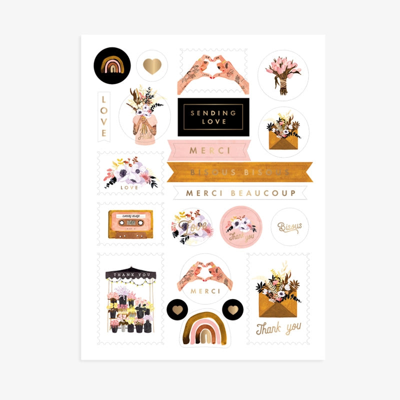 Sticker Sheets Set of 3 - Love & Thank You