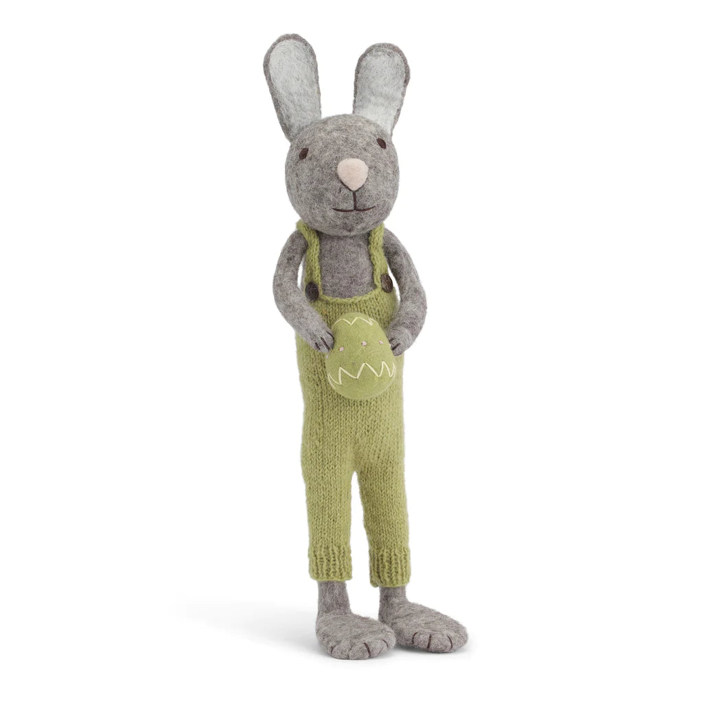 Felt Large Grey Bunny with Pants and Egg