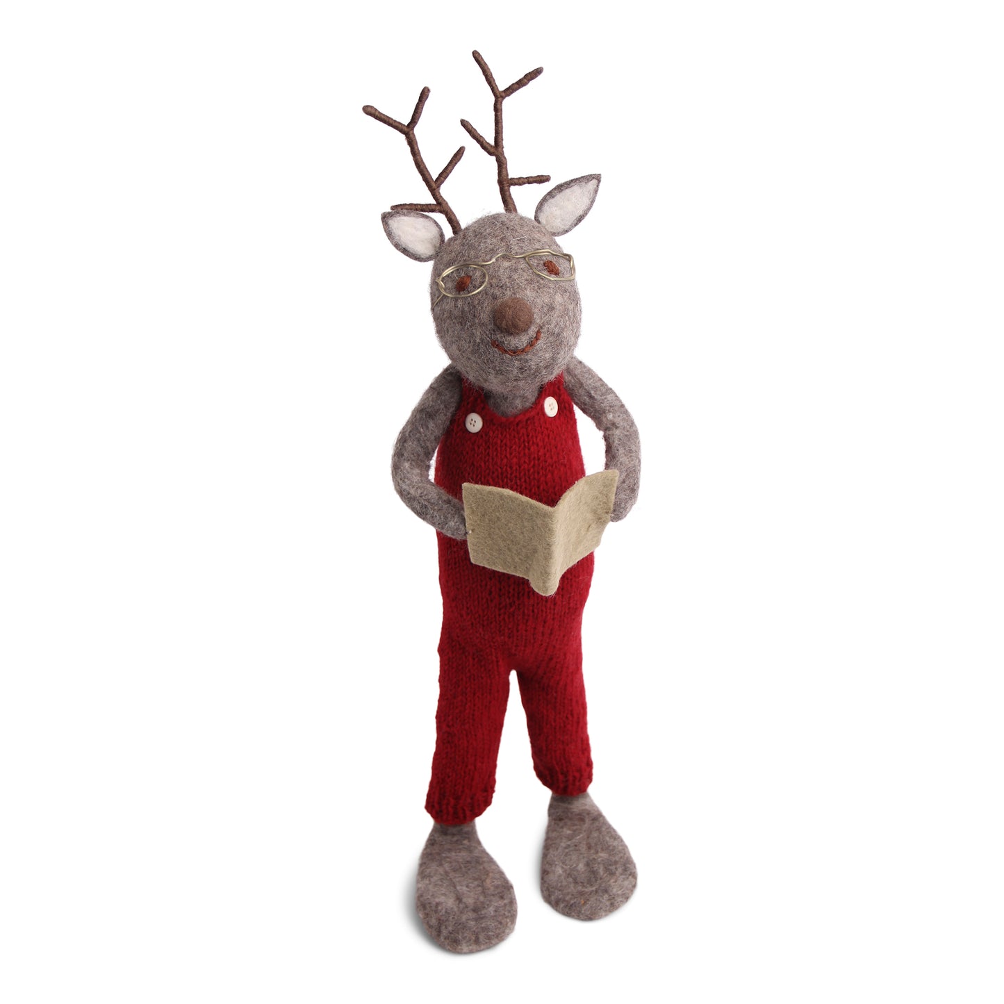 Felt X-Large Grey Deer with Book