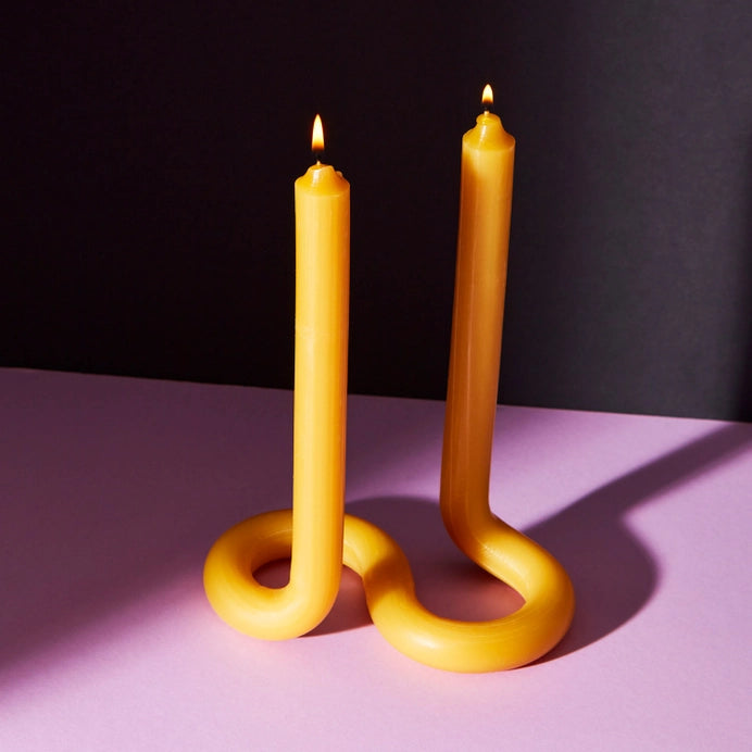 Twist Candle Sticks By Lex Pott - Mustard Yellow