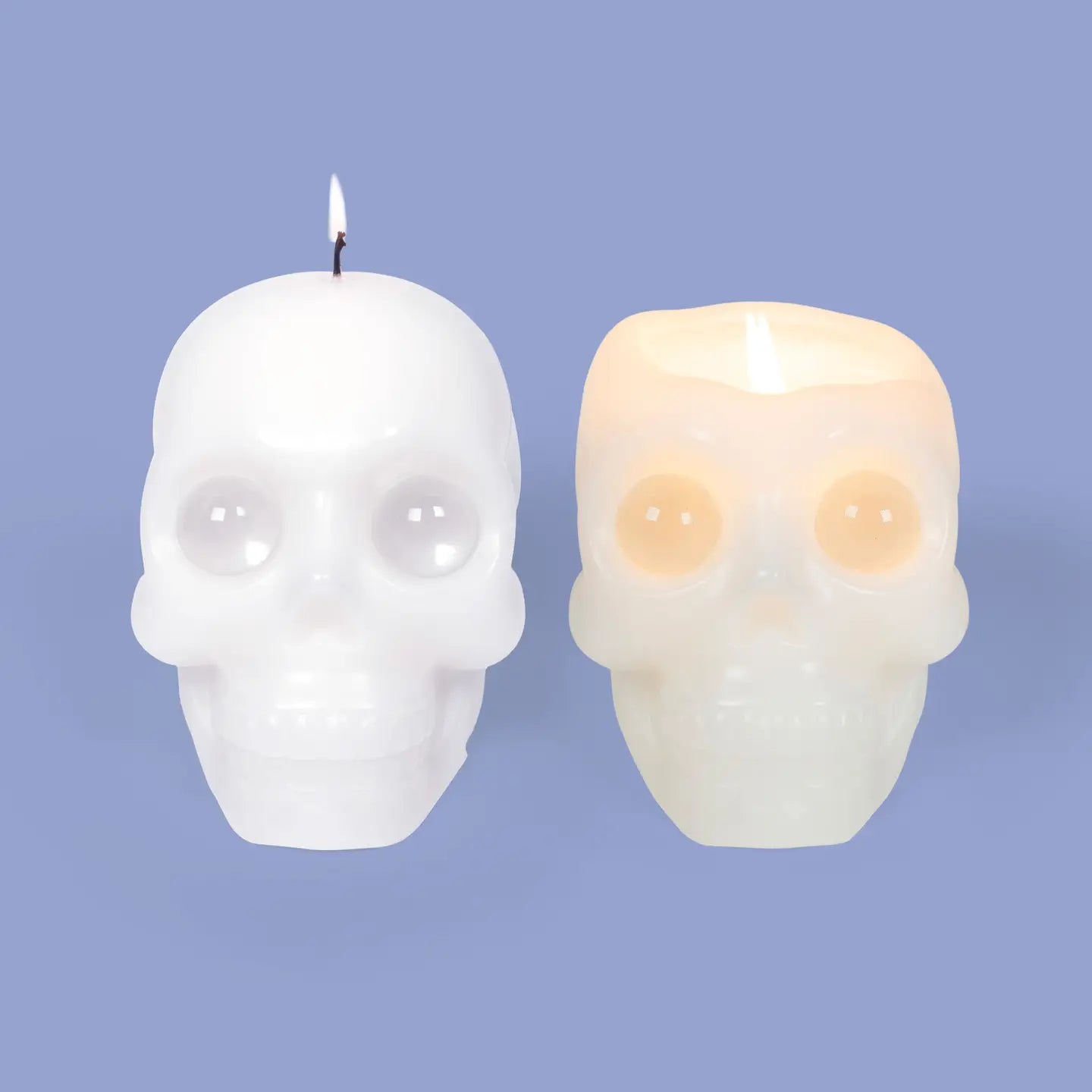 Skull Candle with Crystal Eyeballs - White