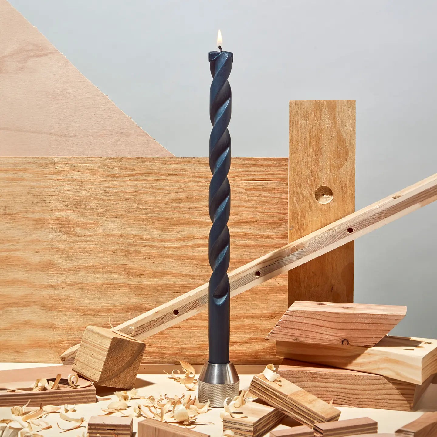 Metal Drill Bit Candle - Grey
