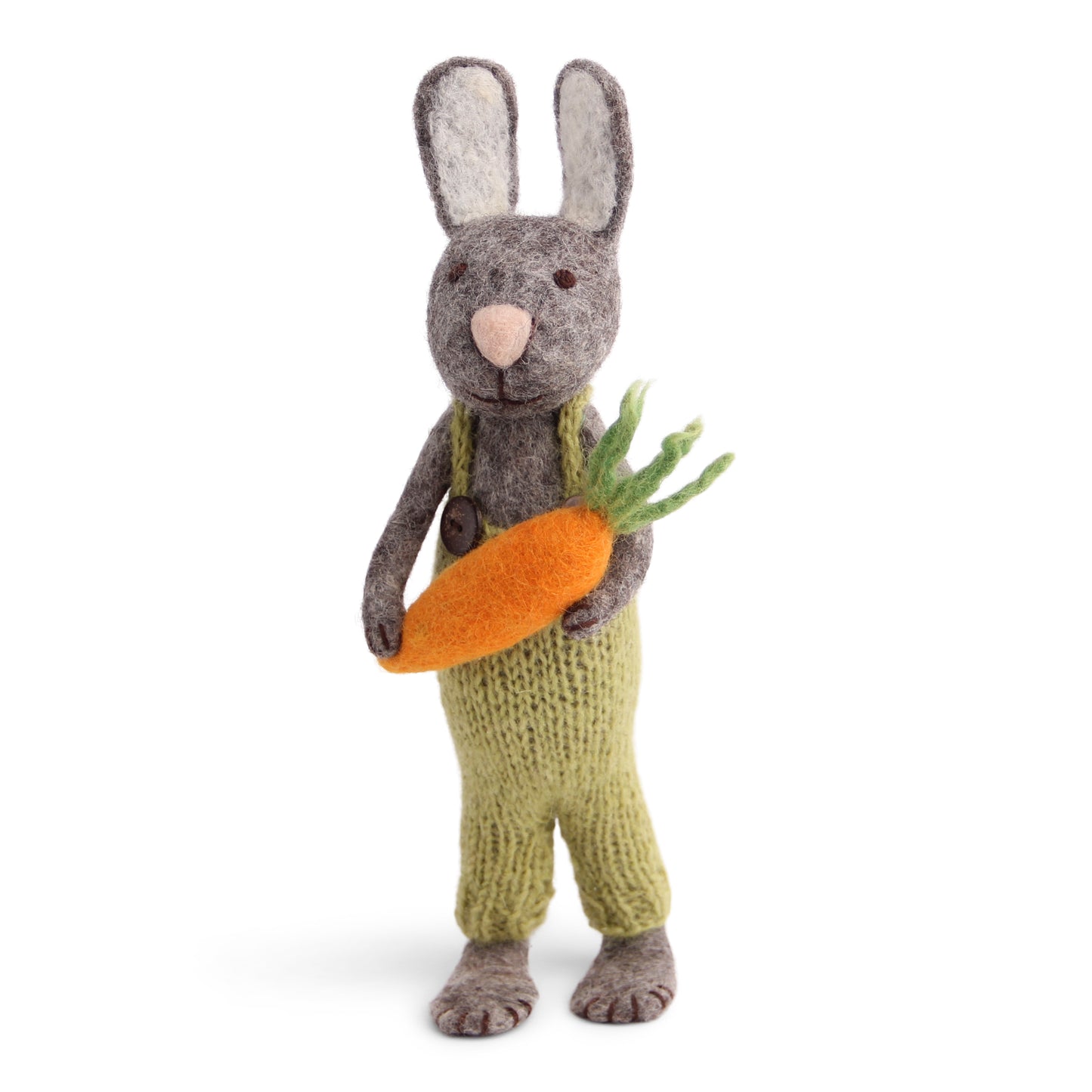 Felt Large Grey Bunny w/Green Pants & Carrot