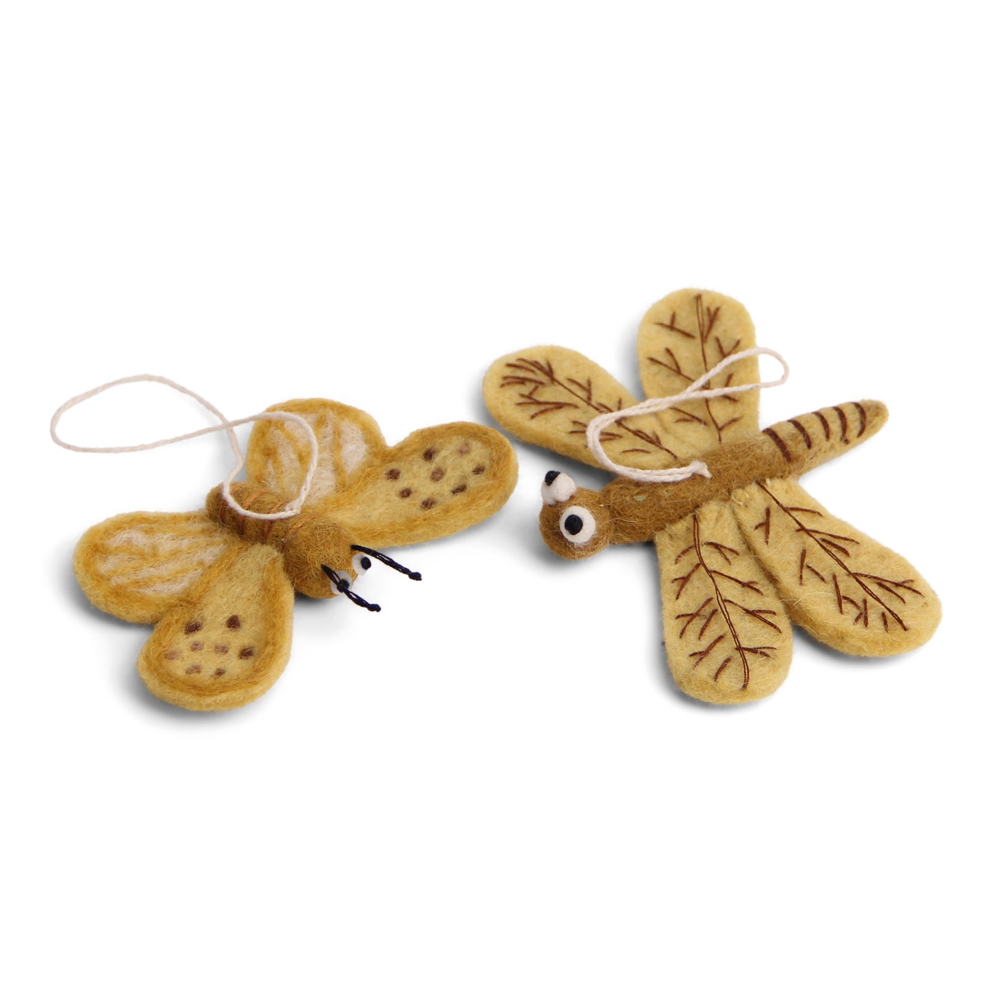 Felt Butterfly & Dragonfly Ornaments, Yellow, Set of 2