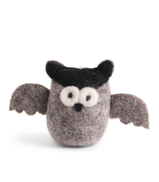 Felt Halloween Owl Ornament - Grey