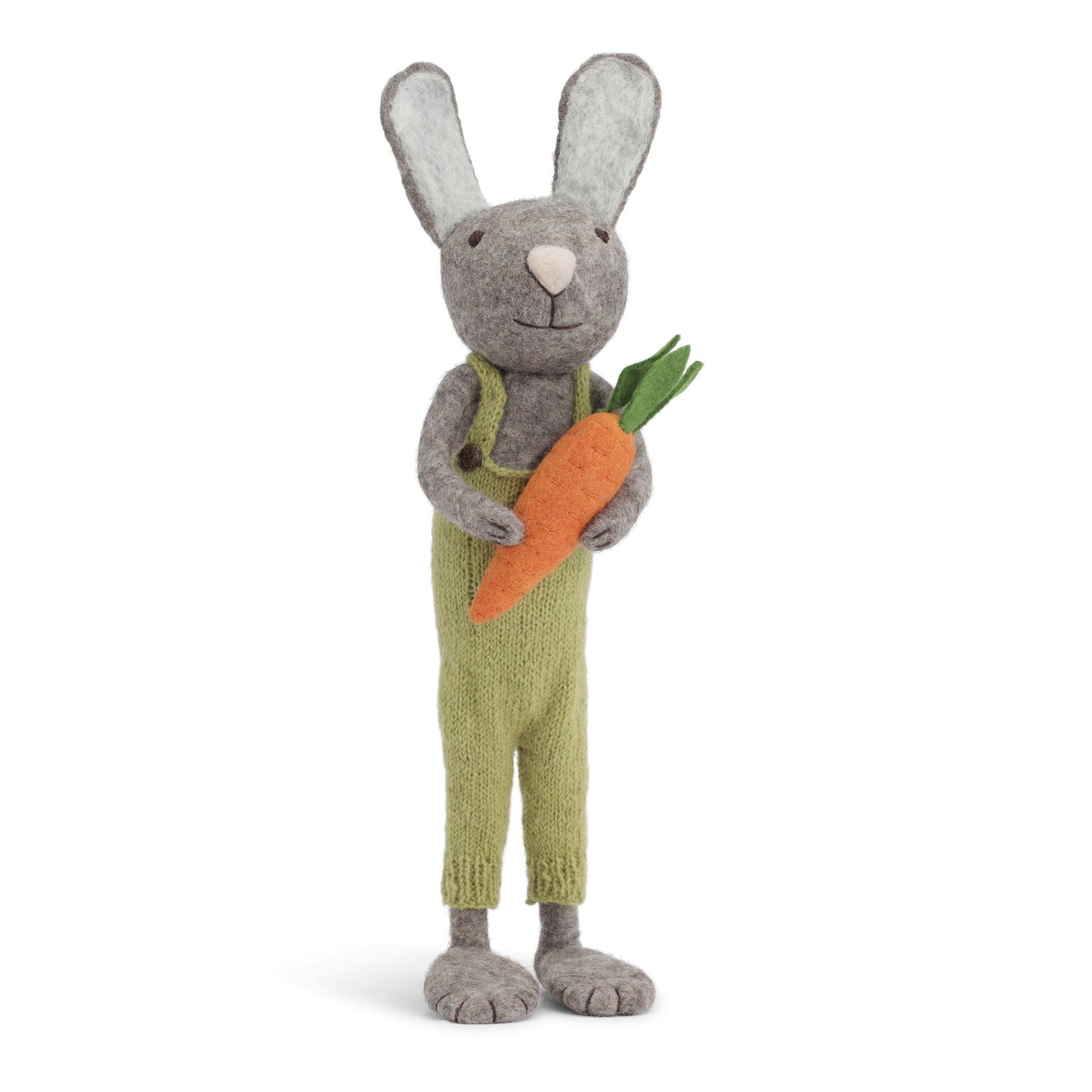 Felt X-Large Grey Bunny with Green Pants and Carrot