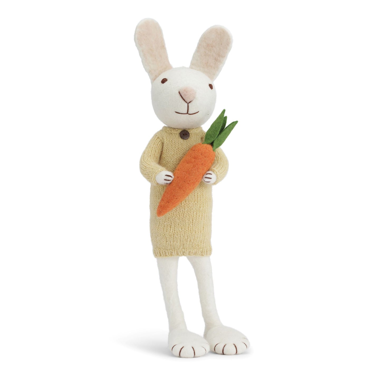 Felt X-Large White Bunny with Yellow Dress and Carrot