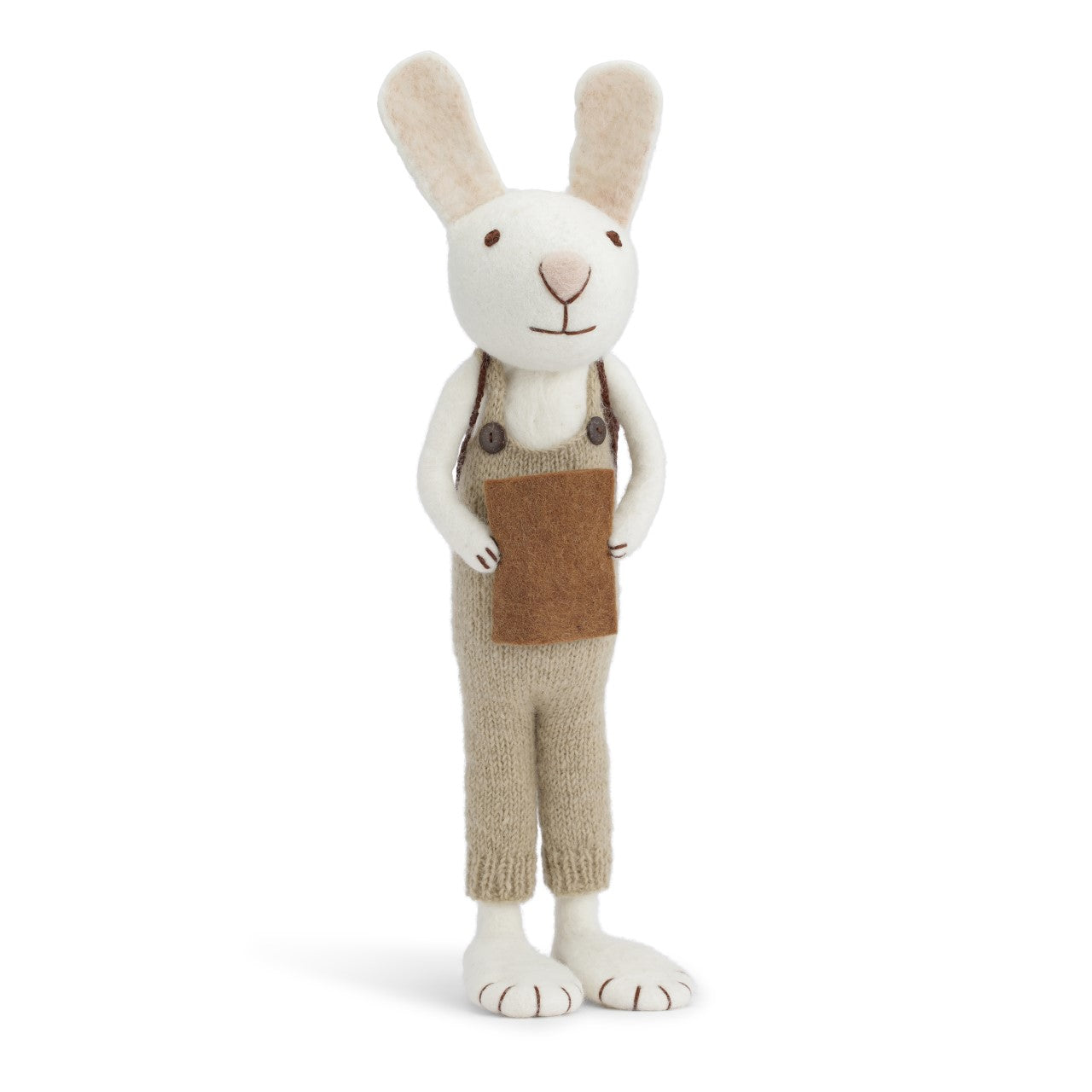 Felt X-Large White Bunny with Green Pants & Book