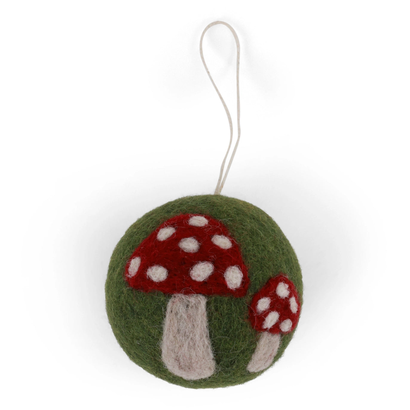 Felt Christmas Bauble - Green with Mushroom