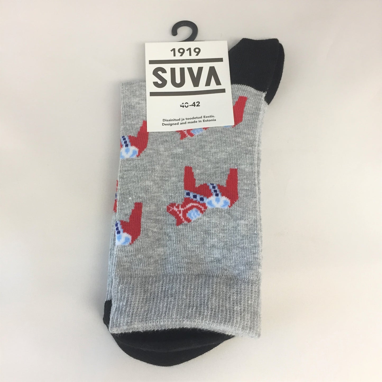 Unisex Socks, Swedish Dala Horses, Large (W 9-12, M 7-9)