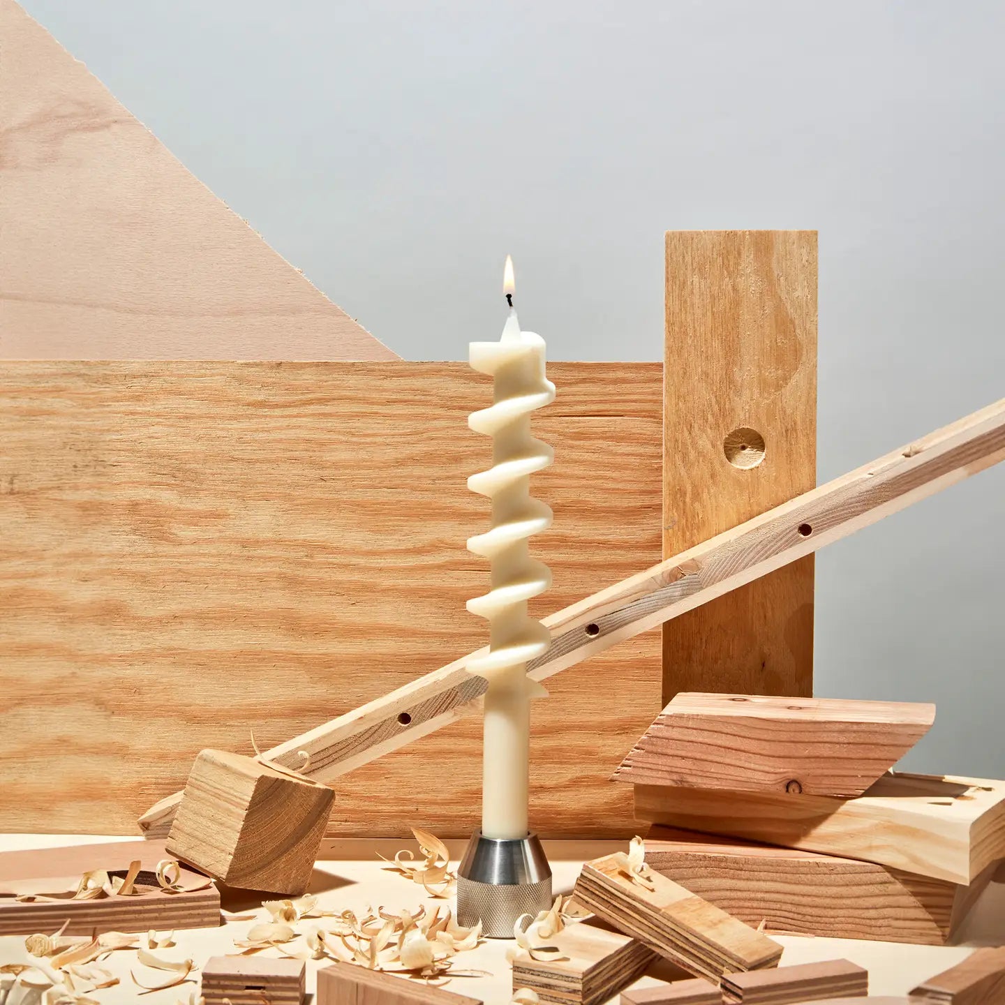 Auger Drill Bit Candle - White
