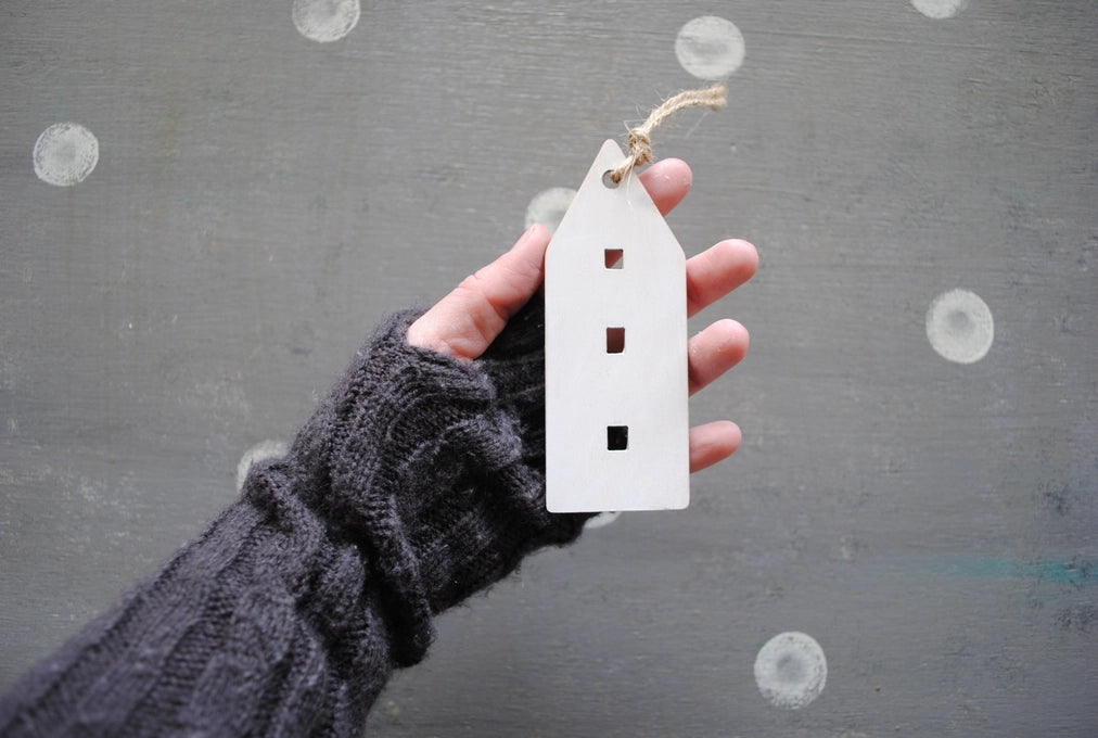 White Scandinavian Houses Ornament Decoration - 3 Windows