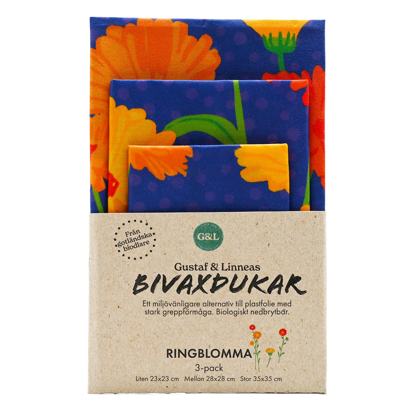 Beeswax Wrap Three-Pack - Marigold