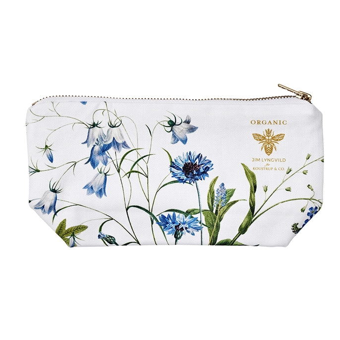 Blue Flower Garden Cosmetic Bag - Block Bottom
