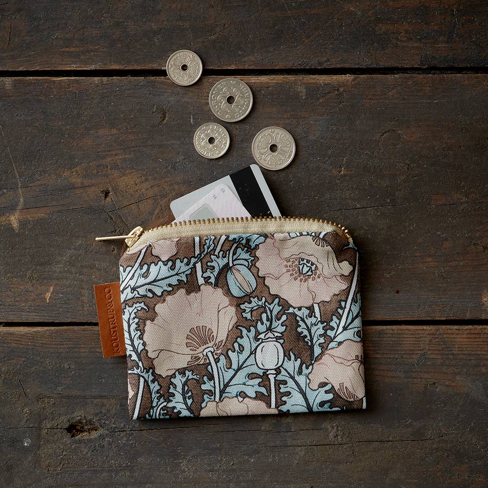 Organic Cotton Wallet - Art Nouveau Rose Poppies