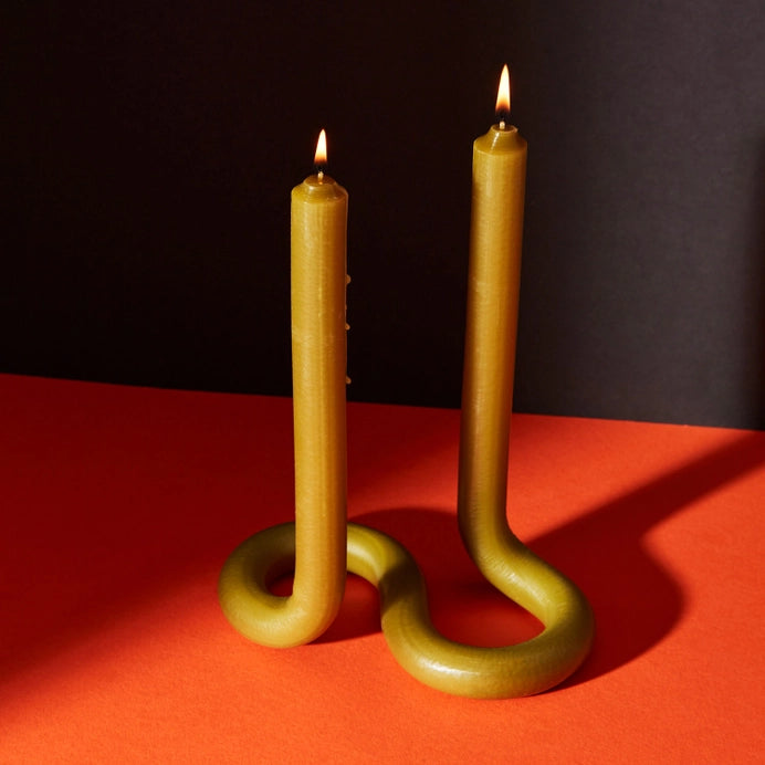 Twist Candle Sticks By Lex Pott - Olive