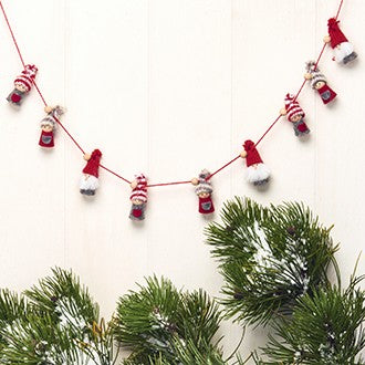 Red & Grey Pixie Garland with 9 Figures