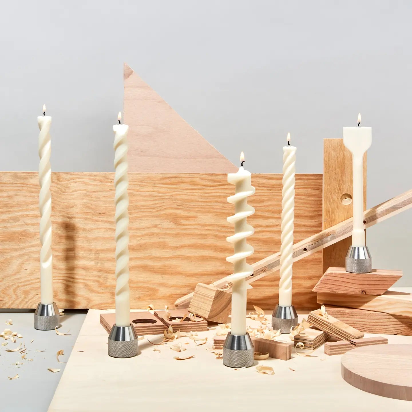 Metal Drill Bit Candle - White