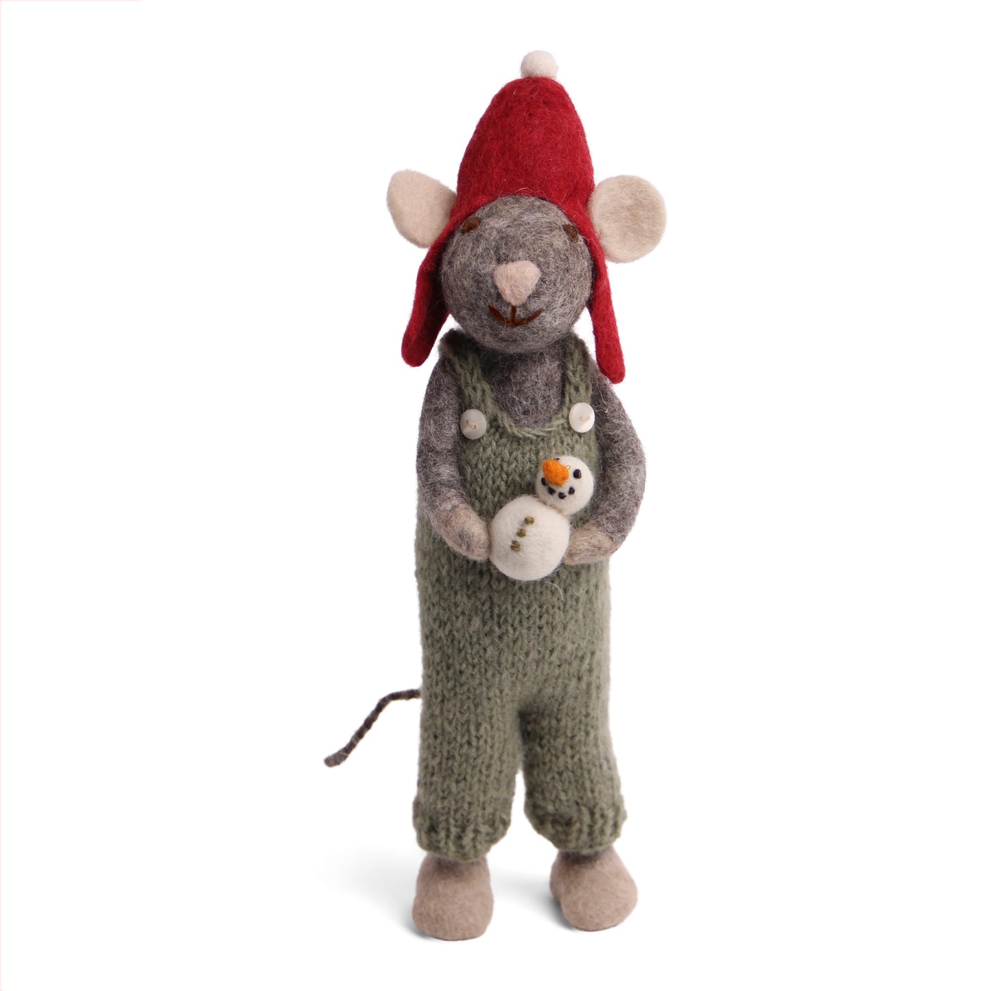 Felt Large Grey Mouse with Snowman