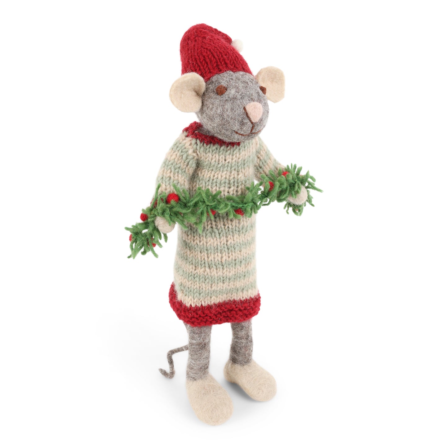 Felt Large Grey Mouse with Garland