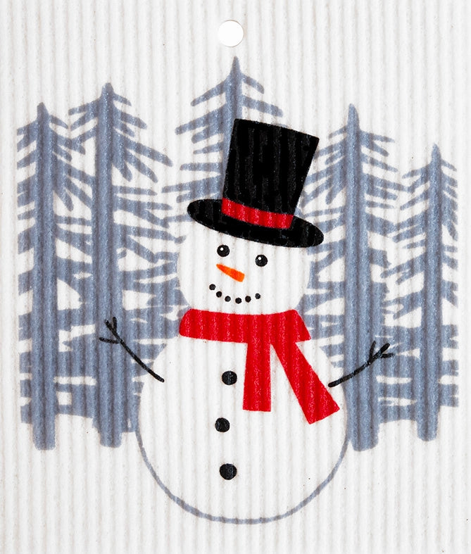 Swedish Dishcloth - Snowman with Top Hat
