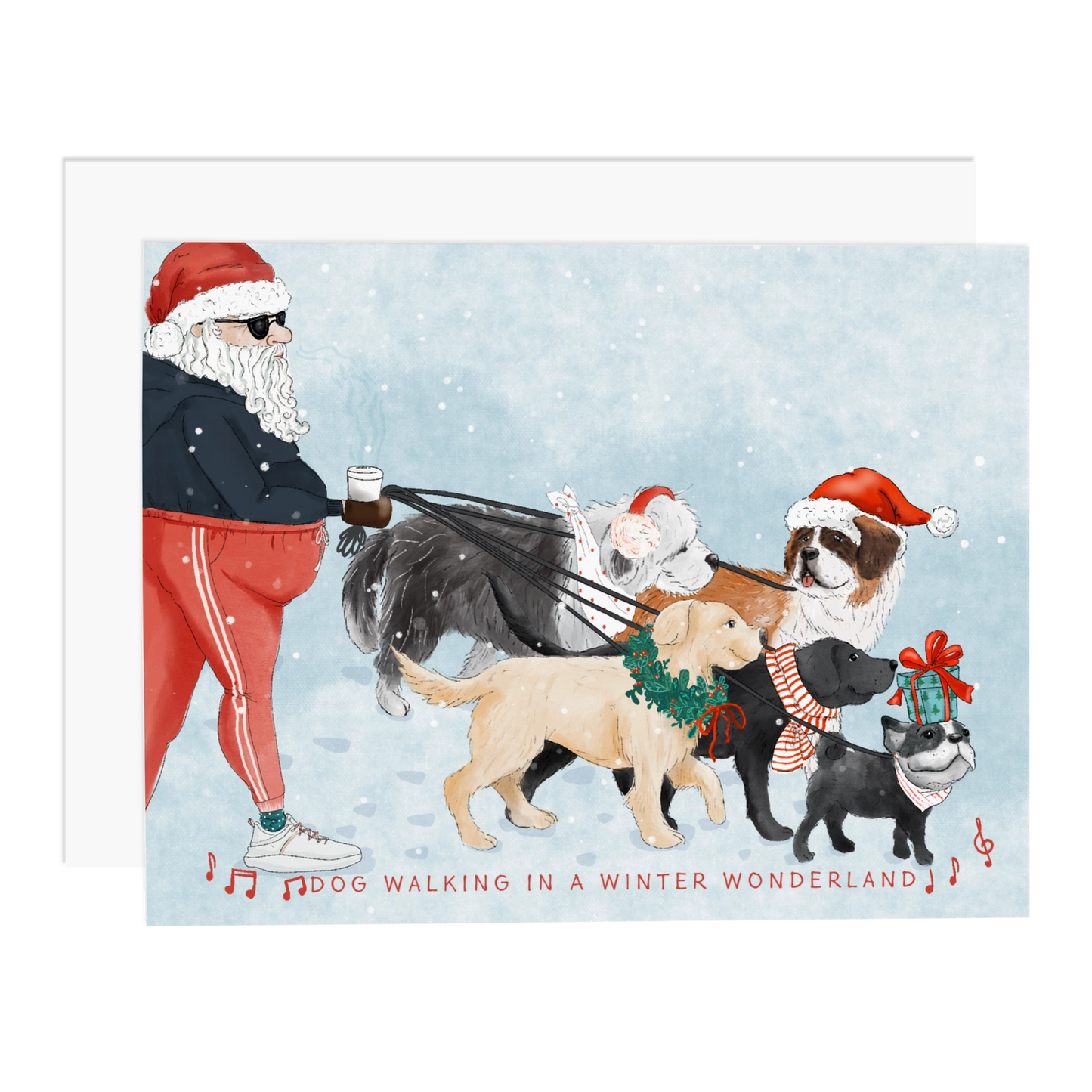 Greeting Cards - Dog Walking in a Winter Wonderland