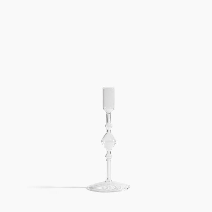 Glass Candlestick Holder in Tall - Clear