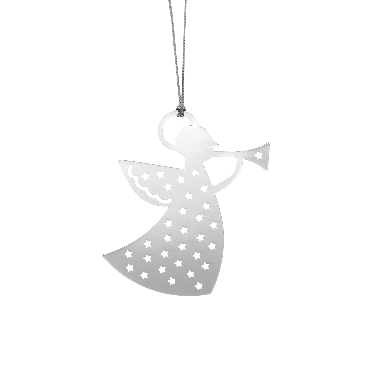 Silver Trumpet Angel Metal Ornament