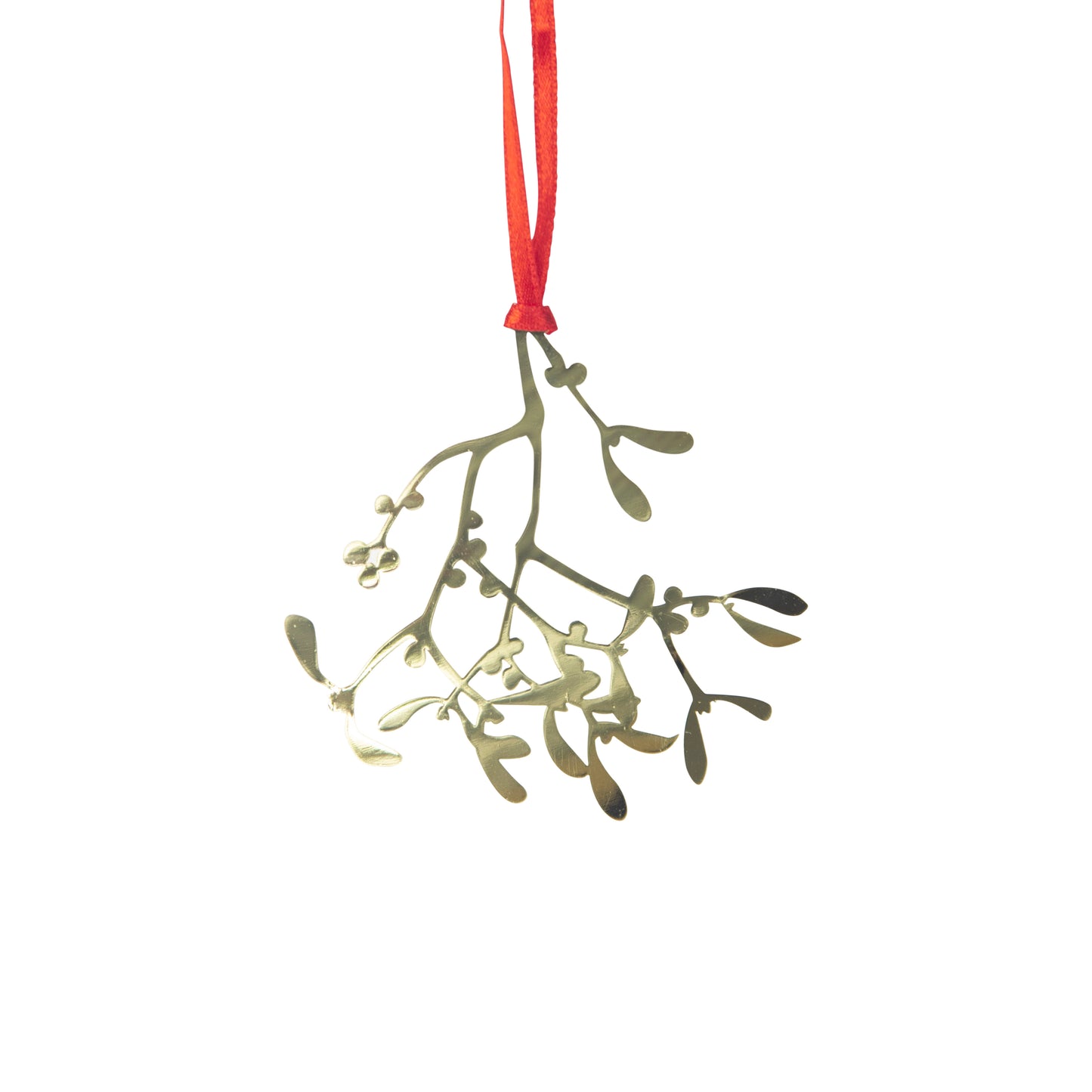 Gold Mistletoe Metal Ornament
