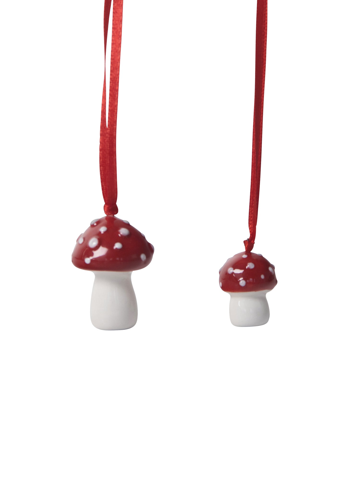 Mushroom Ceramic Ornament - Set of 2