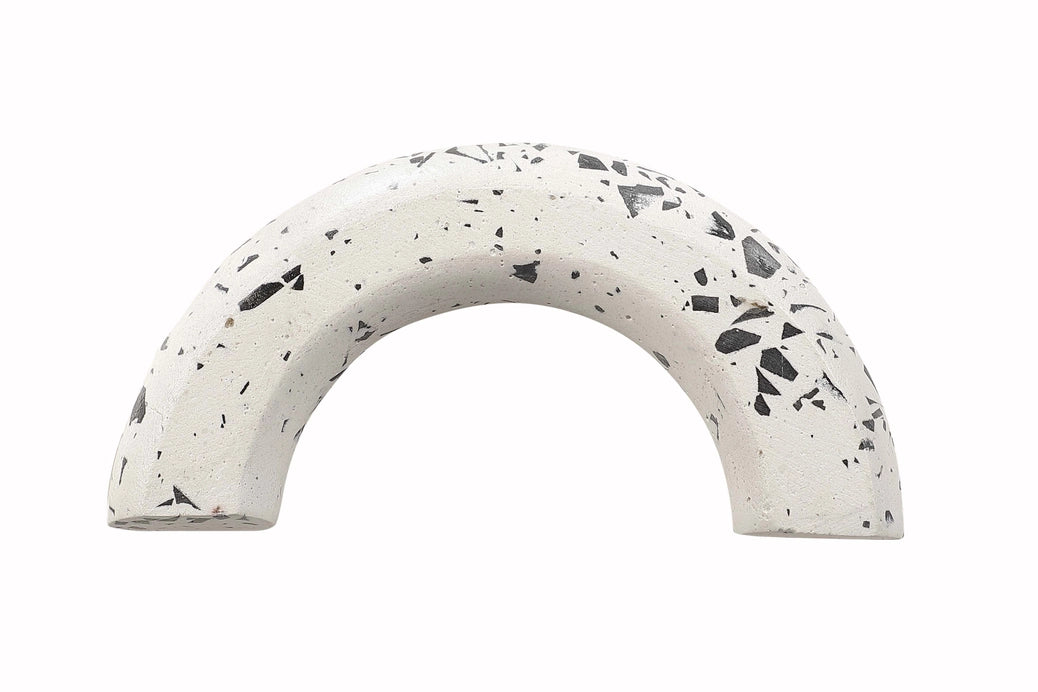Nordic Style C Shaped Terrazzo Concrete Candle Holder- Black & White