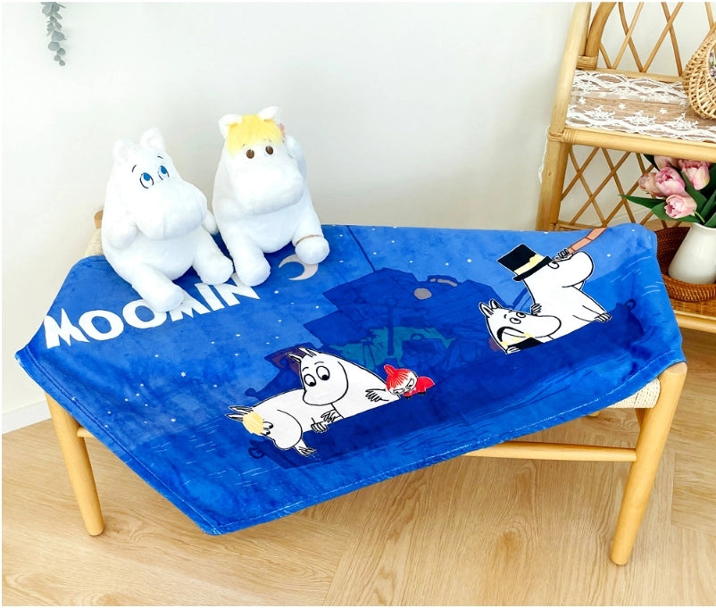 Moomin Illustrated Warm Cozy Throw Blanket - Moonlight
