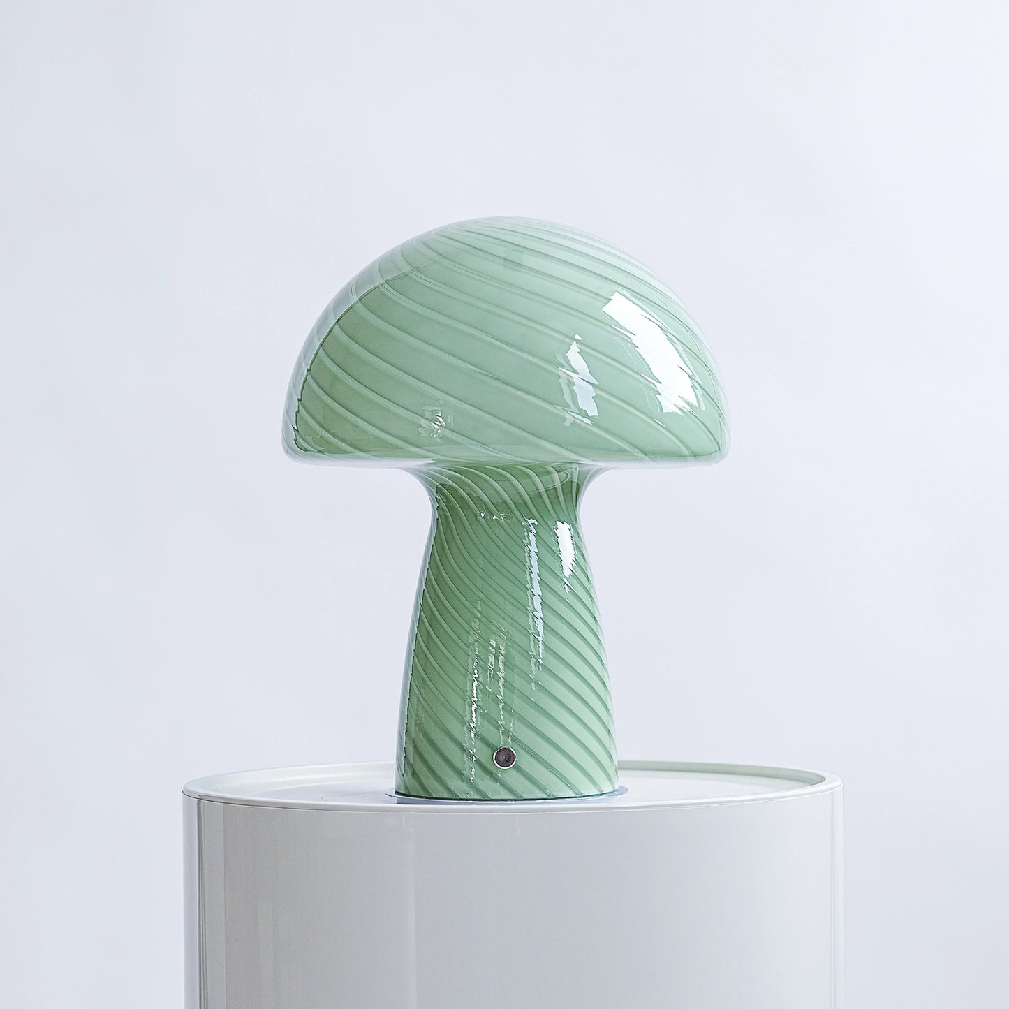 Large Glass Mushroom Lamp - Green Close Top